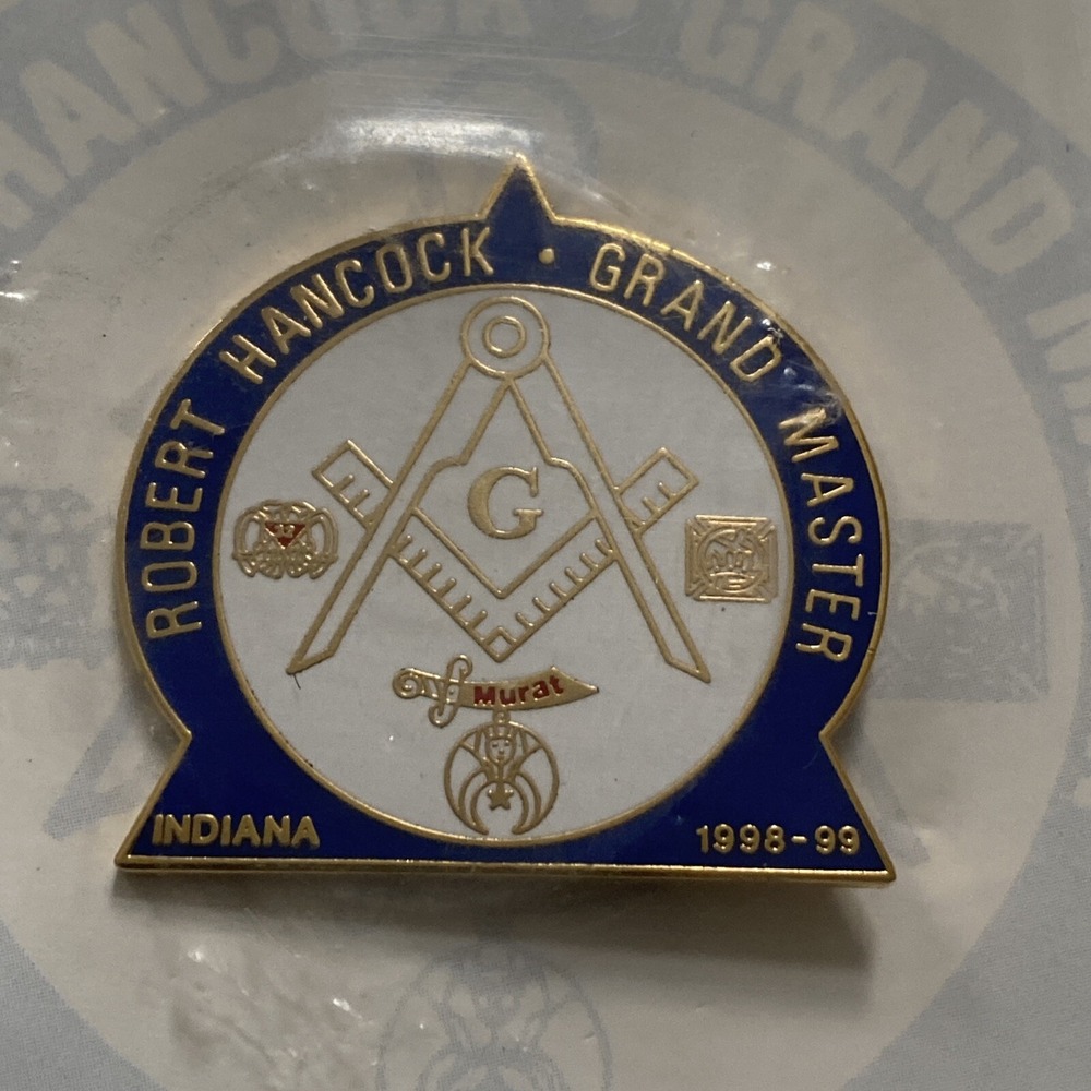Grand Master Hancock Indiana - Masonic, Masonry, Lapel pin. - Picture 2 of 6